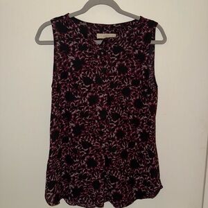 Loft Women's Black and Pink Floral Top